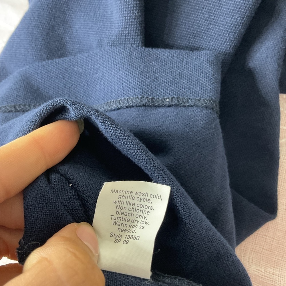 J Crew Piqué V-neck Ruffle Dress 2 V-Neck Navy Blue 100% Cotton - Picture 11 of 11